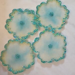 Hand Crafted Blue Sparkle Coasters